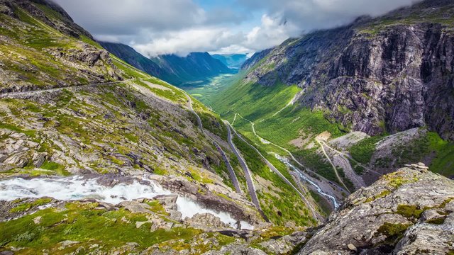Timelapse, Trollstigen serpentine mountain road, Norway
