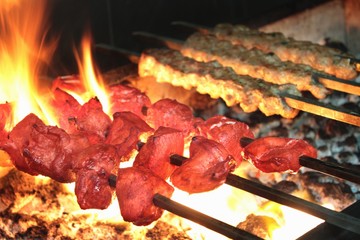 Indian kebabs on barbecue