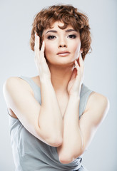 Fashion model with short hair .