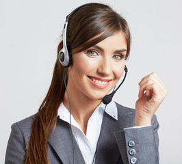 call center smiling operator with phone headset