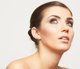 Close up portrait of beautiful young woman face.