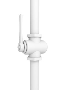 Plumbing valve on pipe white background
