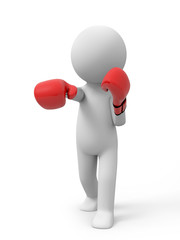 3d people with red boxing gloves. Boxer