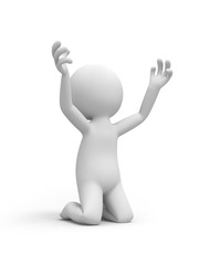 3d people on his knees praising