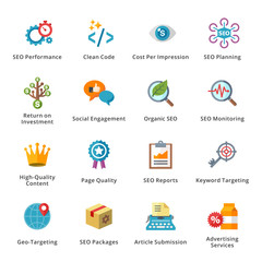 SEO & Internet Marketing Flat Icons - Set 4