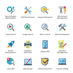 SEO & Internet Marketing Flat Icons - Set 1