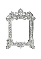 Silver vintage picture frame with clipping path.
