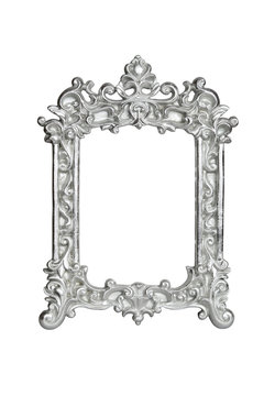Silver vintage picture frame with clipping path.