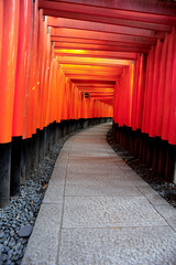 Red Tori Gate at Fushimi Inari Shrine in Kyoto, Japan