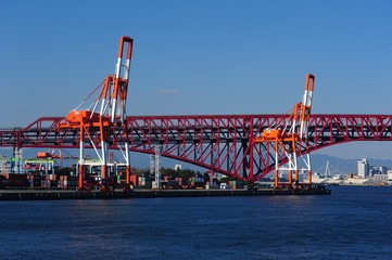 Fototapeta na wymiar Minato Bridge in Osaka, Japan