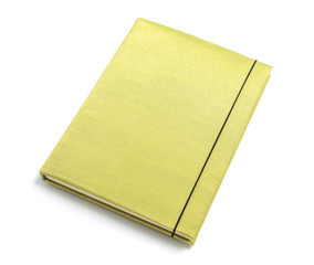 Green notebook on white background