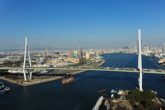 Osaka bay from top view