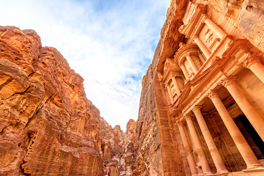 The Treasury in the ancient Jordanian city of Petra, Jordan