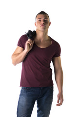 Handsome young man with t-shirt and jeans