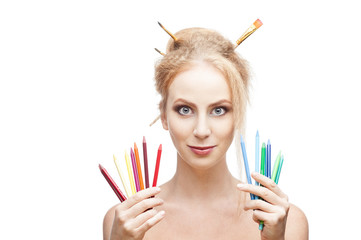 cheerful painter girl