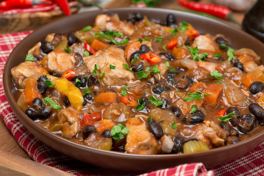 Chili With Black Beans And Chicken, Close-up