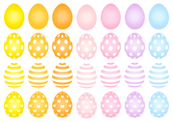 Easter Eggs Set Pattern Dot/Stripe/Butterfly