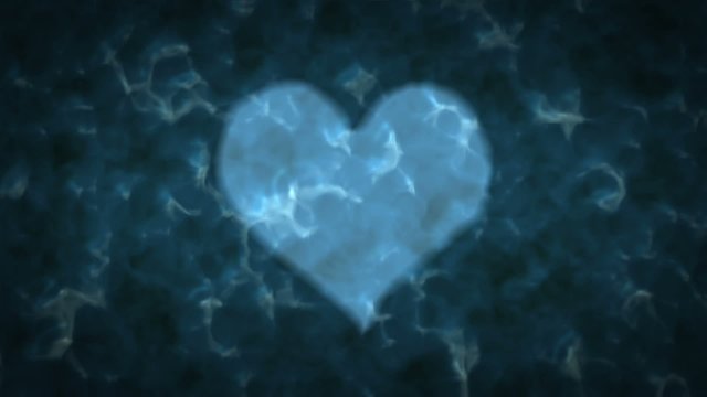 Heart shape on water surface.
