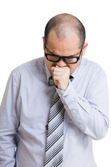 Asian businessman with cough