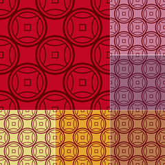 seamless chinese coins pattern
