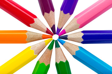 Colorful pencils isolated over white background