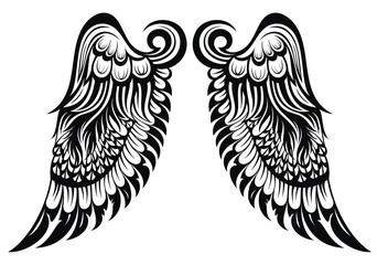Angel wings. Tattoo design