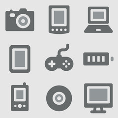 Electronics web icons greyscale icons