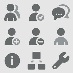 Users web icons greyscale icons