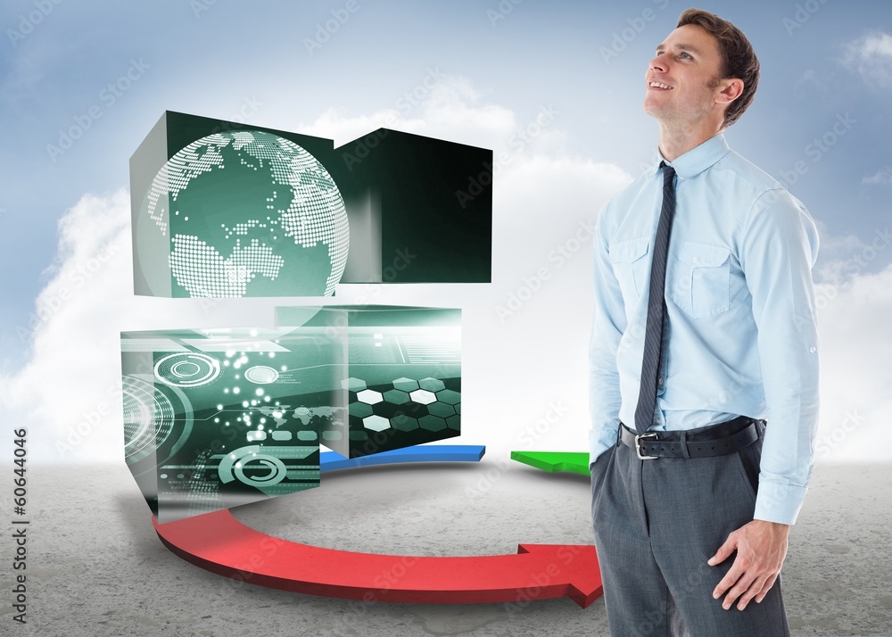 Poster composite image of smiling businessman standing