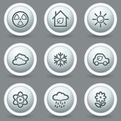 Ecology web icons set 2, circle grey matt buttons