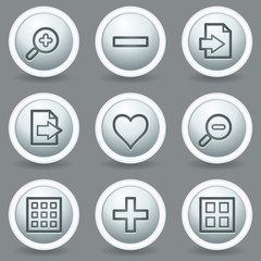 Image viewer web icons set 1, circle grey matt buttons