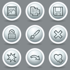 Image viewer web icons set 2, circle grey matt buttons