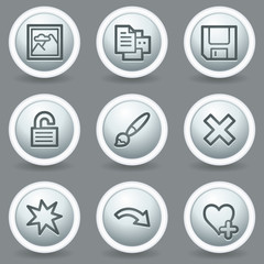 Fototapeta premium Image viewer web icons set 2, circle grey matt buttons