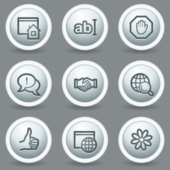 Internet  web icons set 1, circle grey matt buttons