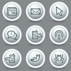 Internet  web icons set 2, circle grey matt buttons