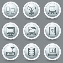 Network web icons, circle grey matt buttons