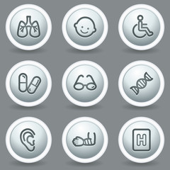 Medicine  web icons set 2, circle grey matt buttons