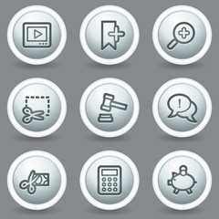 Shopping web icons set 3, circle grey matt buttons