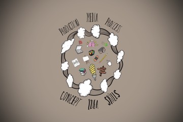 Composite image of grey background with vignette