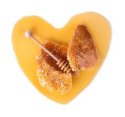 Honey heart, isolated on white background