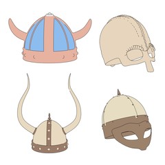 cartoon image of medieval helmets