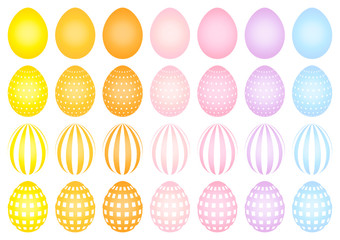 Easter Eggs Set Pattern Dot/Stripe/Check