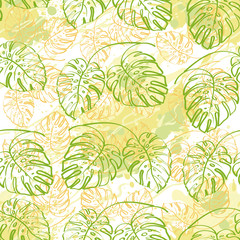 Seamless pattern, contour leaves