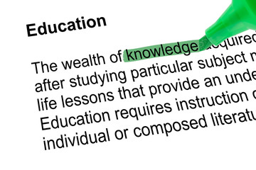 Highlighted word knowledge with green pen