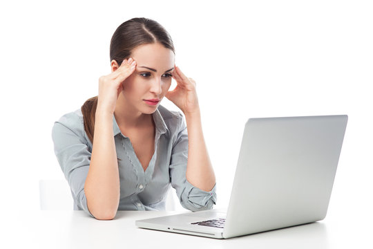 Frustrated Woman Staring at Laptop Screen