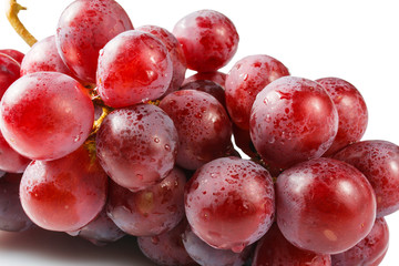 sweet pink grapes isolated on white background