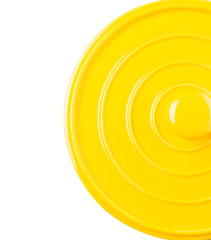 Yellow cooking pot over white background