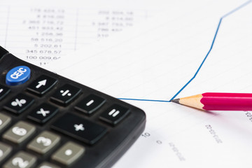 Businessman showing a diagram on a financial report using a pen