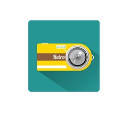 Retro Camera flat icon for web design and mobile app