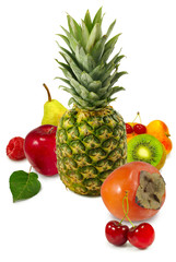 Fototapeta na wymiar Isolated image of different fruits on white background
